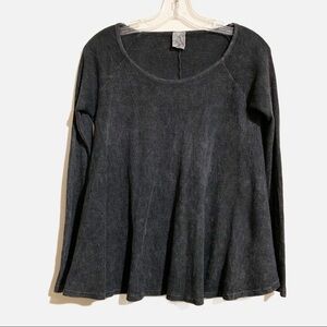 American Age Charcoal Gray Flare  Ribbed Blouse Sweater. Size XS